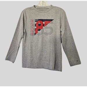 Tommy Hilfiger Boys Long Sleeve Crew Neck Logo T-Shirt Grey Size L